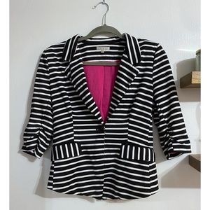 Just Ginger Black & White Striped Blazer